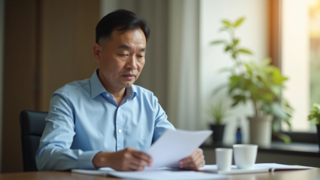 Person sitting at home office reviewing EPF retirement planning documents and investment allocation forms