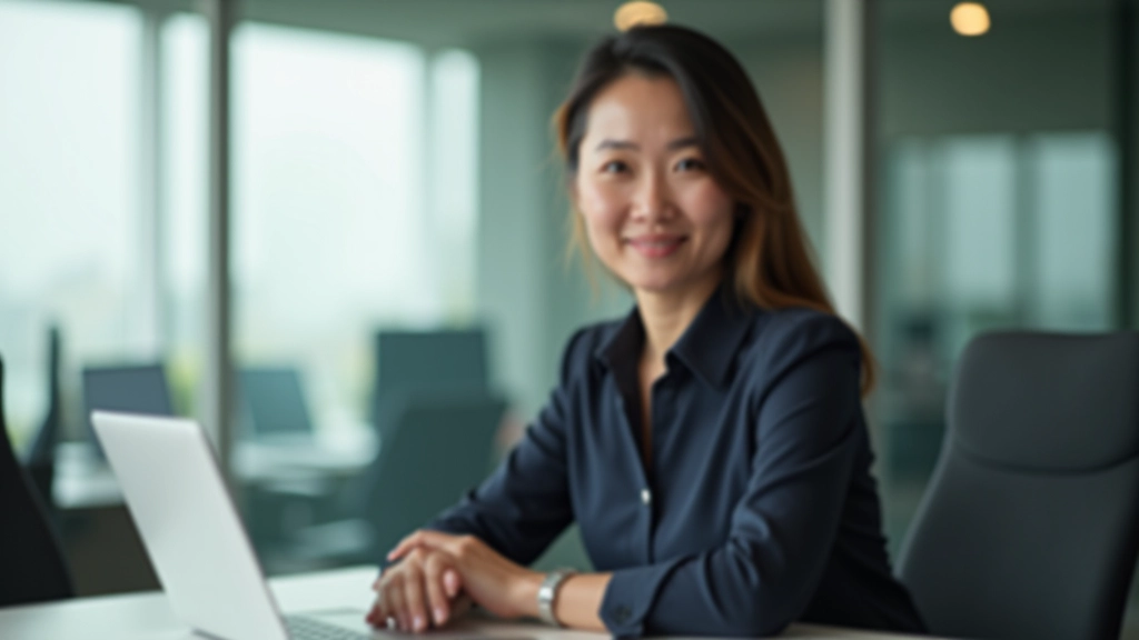 Woman in professional attire studying investment portfolio analysis on laptop screen
